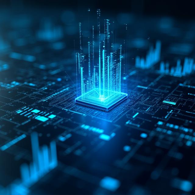 Futuristic AI data visualization and predictive modeling interface